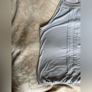 Worn twice, Small Express pale blue halter with embellished neckline